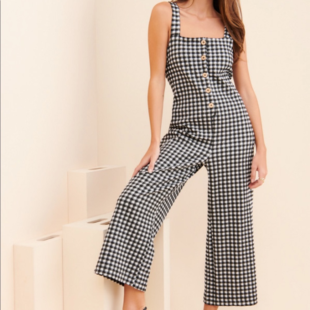 Anthropologie Maeve gingham jumpsuit